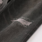 Vintage Washed Black Wide-Leg Printed Jeans