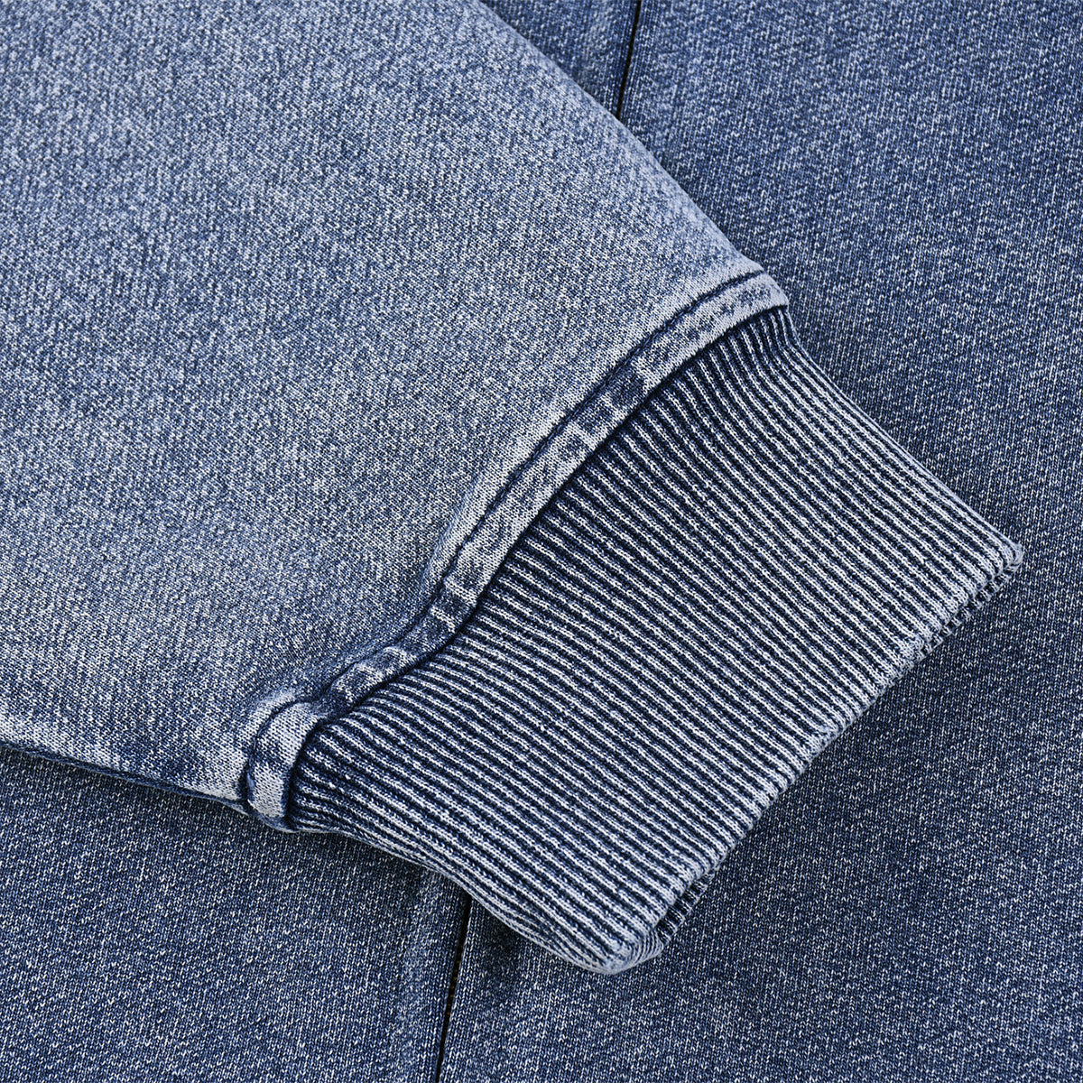 Double Slider Zip Knit Denim Hoodie