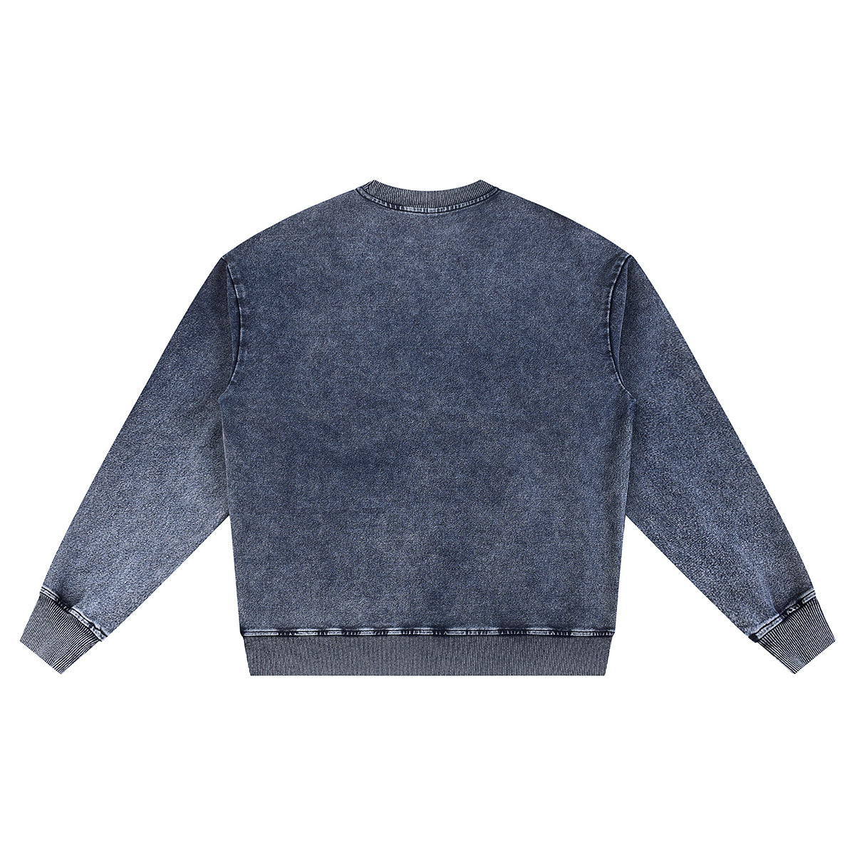 Crew Neck Washed Knit Denim Sweatshirt