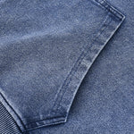 Double Slider Zip Knit Denim Hoodie