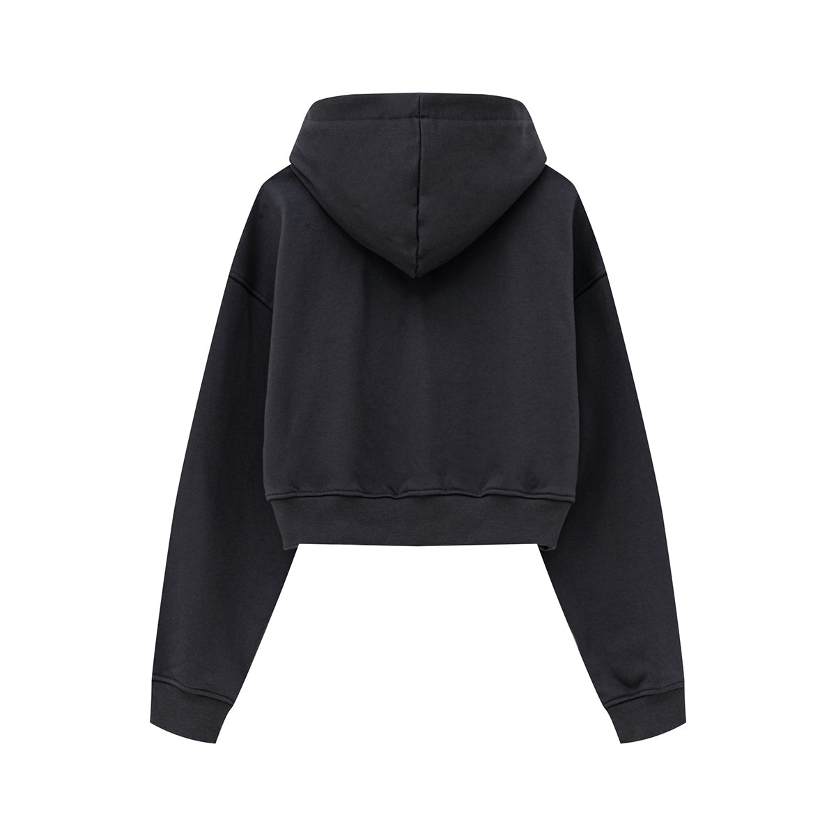 Solid Kangaroo Pocket Crop Hoodie