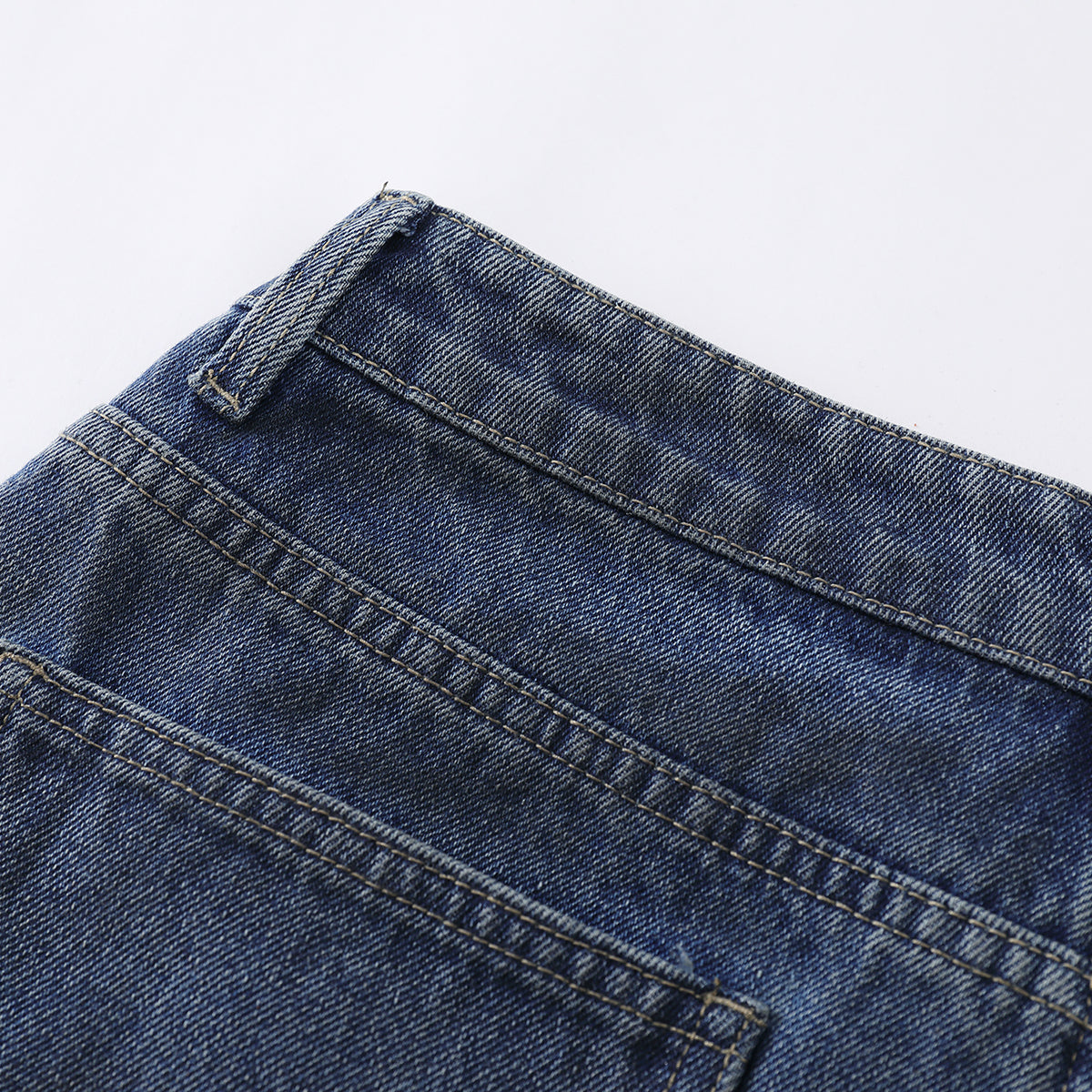 Ripped Patchwork Camo Denim Bermuda Shorts