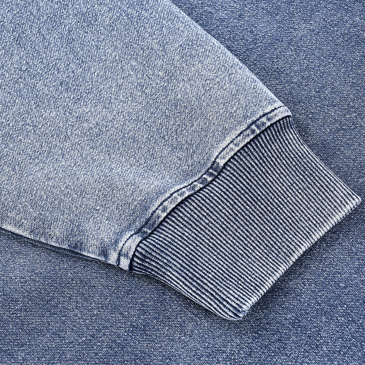 Knit Denim Kangaroo Pocket Hoodie