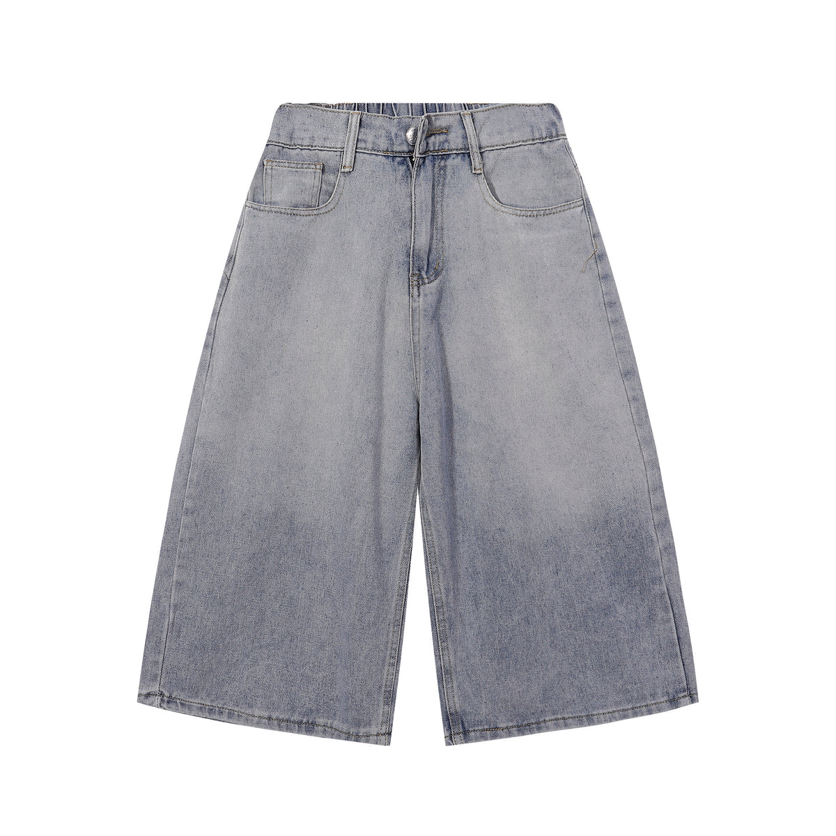 High Waist Wide Leg Ombre Denim Shorts