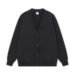 Black Stone Wash Sweatshirt Cardigan