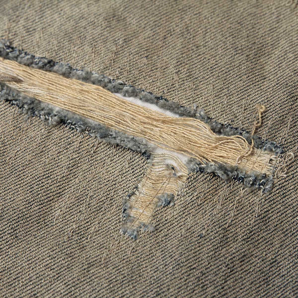 Mud Blue Distressed Wide-Leg Jeans