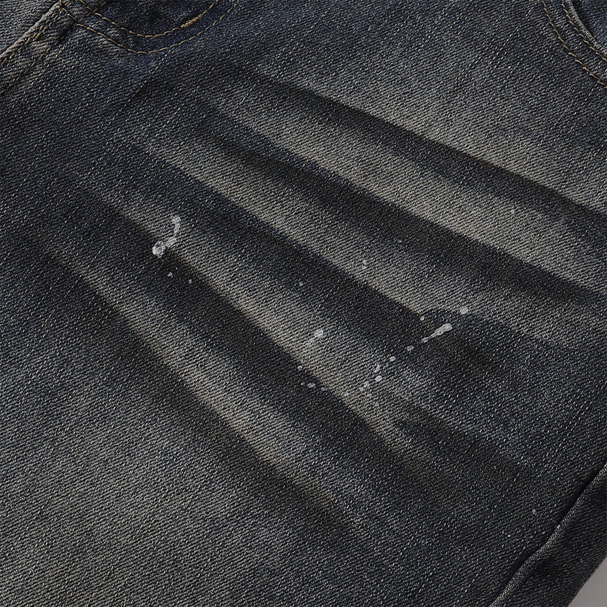 Distressed Dark Denim Vintage Wash Flared Jeans