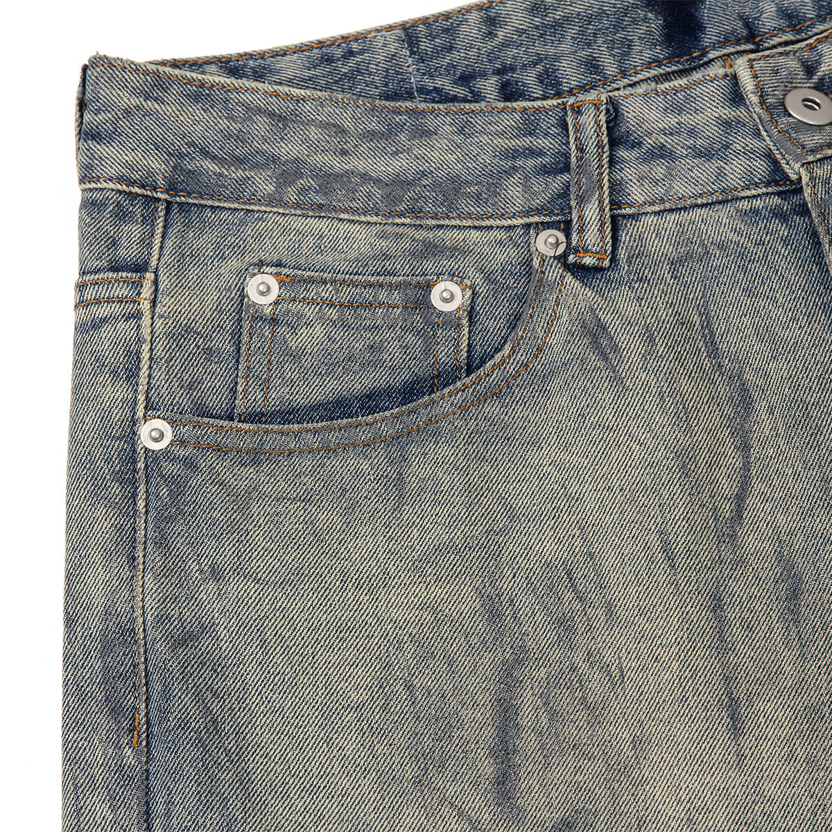 Faded Blue Vintage-Sanded Wide-Leg Jeans