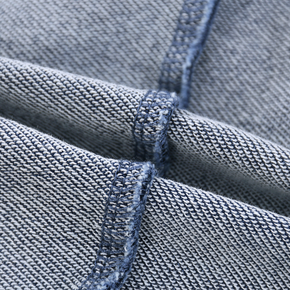 Double Slider Zip Knit Denim Hoodie