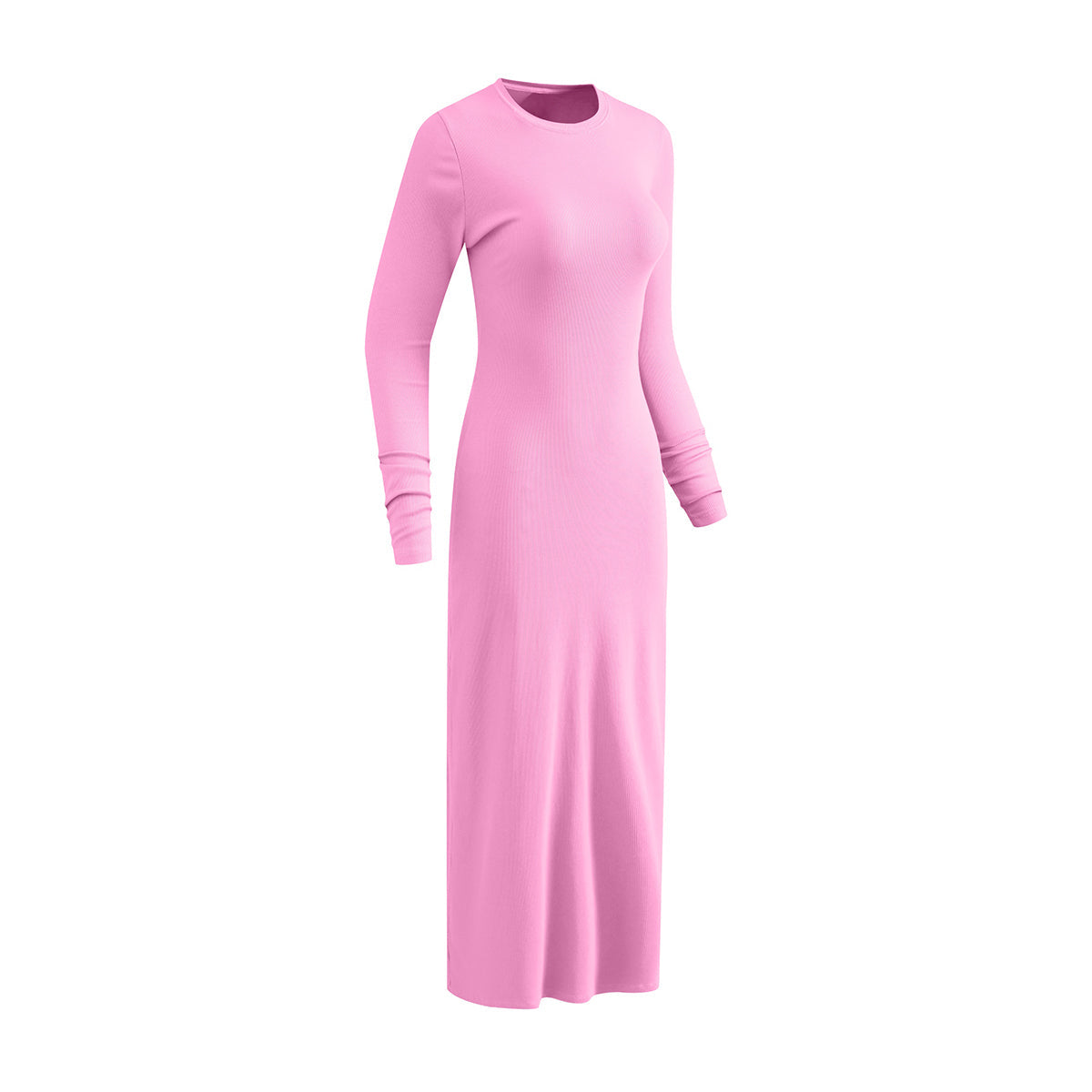 Slim Fit Long Sleeves Ribbed Midi Dress
