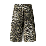 Straight Leg Leopard Bermuda Cotton Shorts