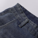 Cross Print Wide Leg Denim Jeans