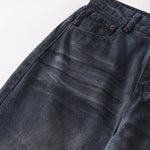 Fray Hem Vintage Wide-Leg Distressed Jeans