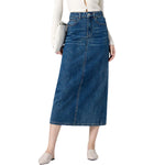 High-Rise Straight Denim Midi Skirt