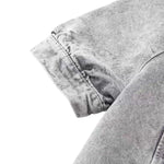 Short-Sleeve Boxy Cropped Denim Jacket