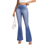 Washed High-Waisted Flared Stretch Jeans