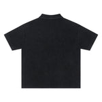 Retro Distressed Waffle Vintage Wash Polo T-Shirt