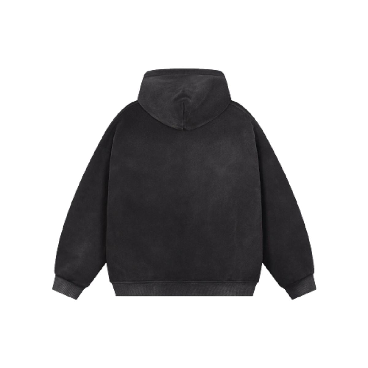 Snow Wash Broken-Seam Color Contrast Webbing Fleece Hoodie