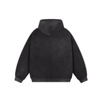 Snow Wash Broken-Seam Color Contrast Webbing Fleece Hoodie