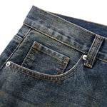 Vintage Washed Dirty Yellow Mud Wide Leg Jeans