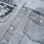 Designer Loose Retro Denim Jacket with Pocket Accent