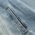 Men's Heavy Washed Distressed Retro Blue Simple Casual Denim Jacket