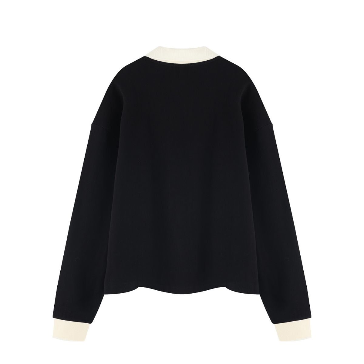 Women's Heavyweight Washed Color Block Collared Long Sleeve Sweatshirt