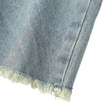 Falda vaquera con bordado de perlas y lavado vintage