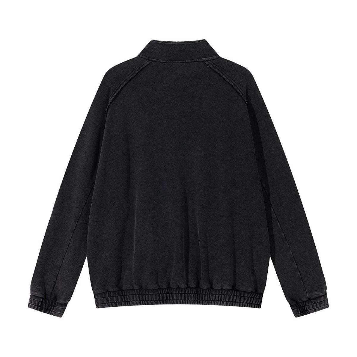 Heavyweight Cotton Stand Collar Washed Full‑Zip Sweatshirt