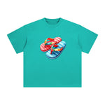 Couple Beach Slippers Comic Graphic Tee-INNBLAC Fashion Apparel