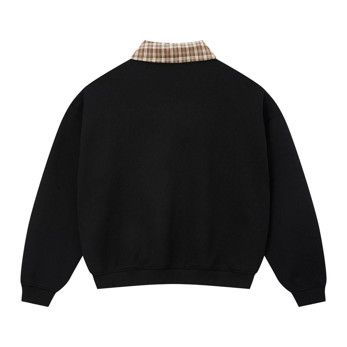 Quiet Luxury Old Money Color‑Contrast Plaid Half‑Zip Polo Sweatshirt