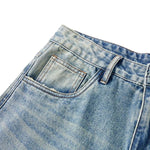 Mud WashedDestroyed Raw-Hem Wide-Leg Cropped Jeans