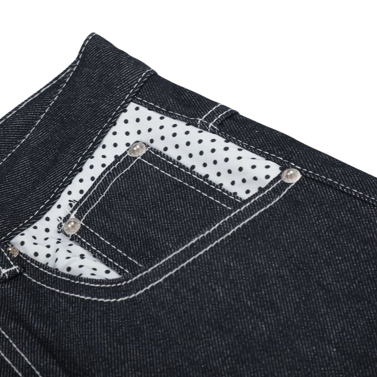 Paneled Pocket Decor Relaxed Raw Denim Jeans