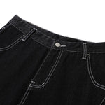 Raw Denim Deconstructed Wide Leg Denim Shorts