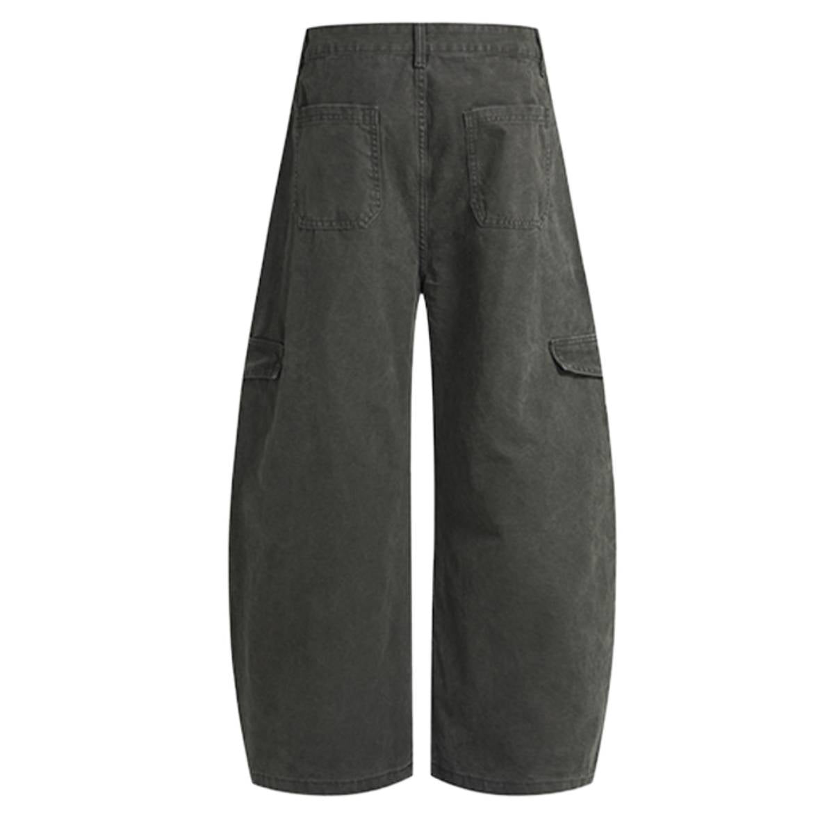 Pantalones de algodón con pierna ancha y color liso