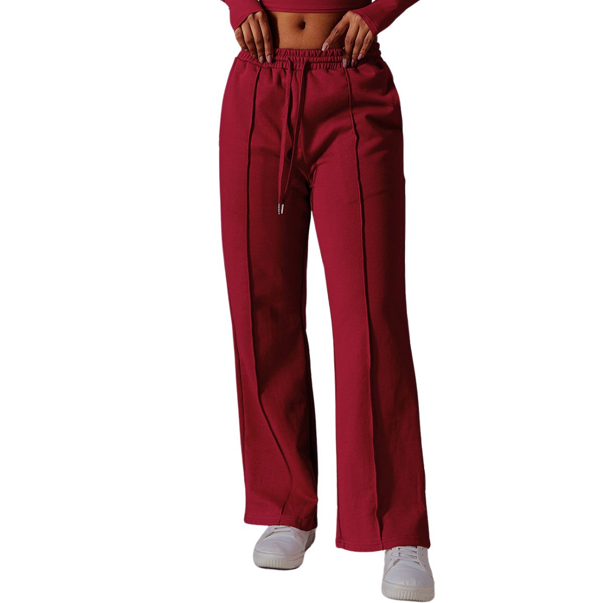 Women's Solid Pleated Cotton Trousers