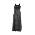 Women's Grommet Washed Denim Midi Dress