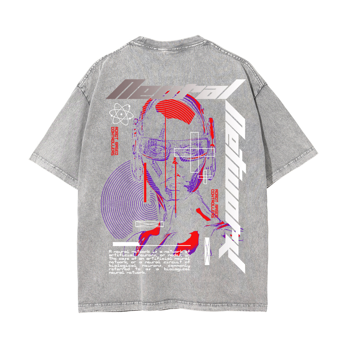 Neural Streetwear Brutalism Graphic Stone Wash Tee-INNBLAC Fashion Apparel