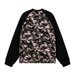 Raglan-Sleeve Camo Waffle Knit Long-Sleeve T-Shirt
