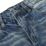 Washed Blue Lightning Design Relaxed Vintage Denim Jeans