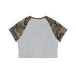 Raglan Camo Spice Girl Cropped Tee