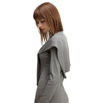 Front Tie Ribbed Knit Shoulder Wrap