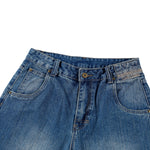Retro Washed Denim Wide-Leg Bermuda Short