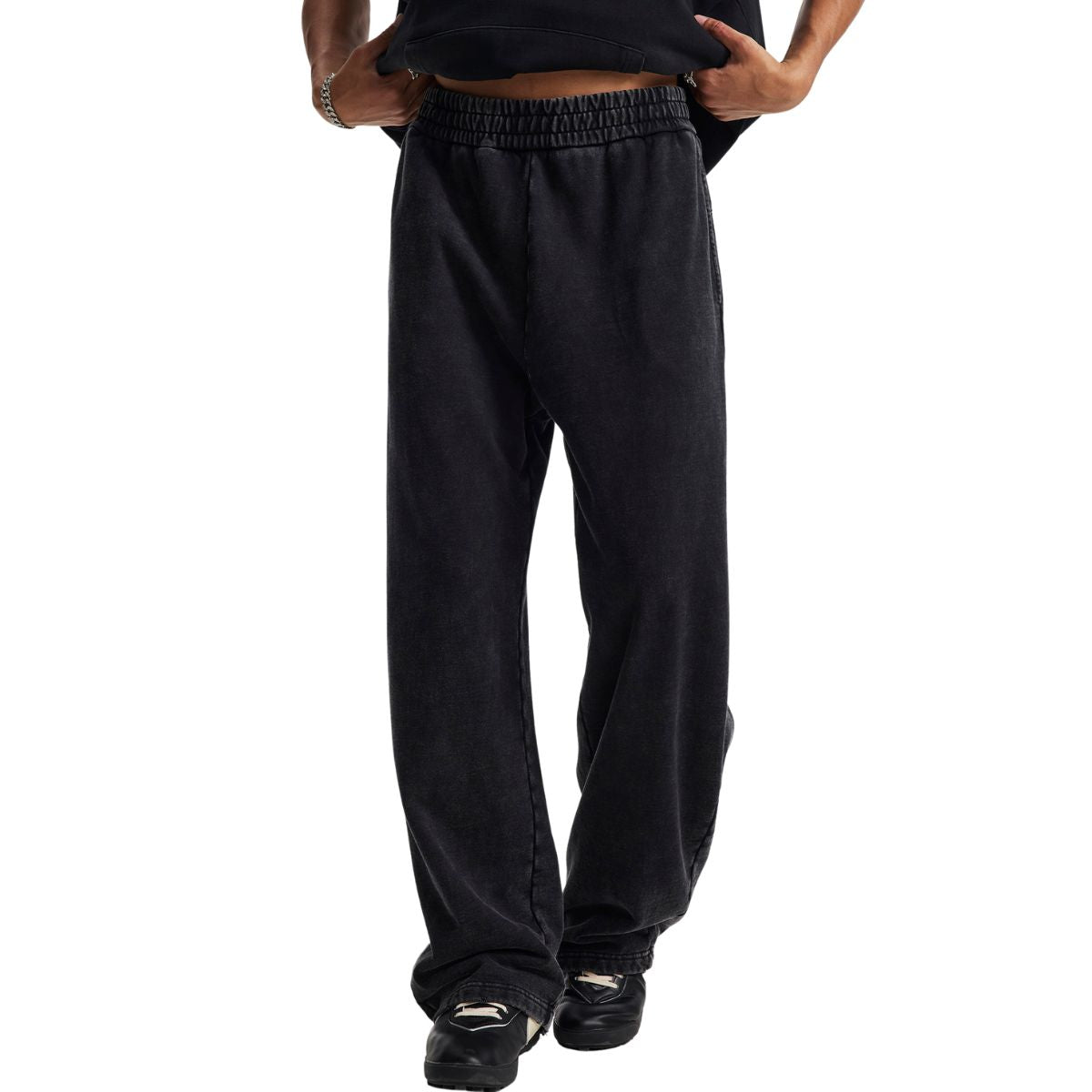 Vintage Wash Distressed Barrel Leg Pants