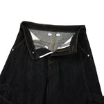 Washed Contrast-Stitch Baggy Relaxed Carpenter Denim Pants