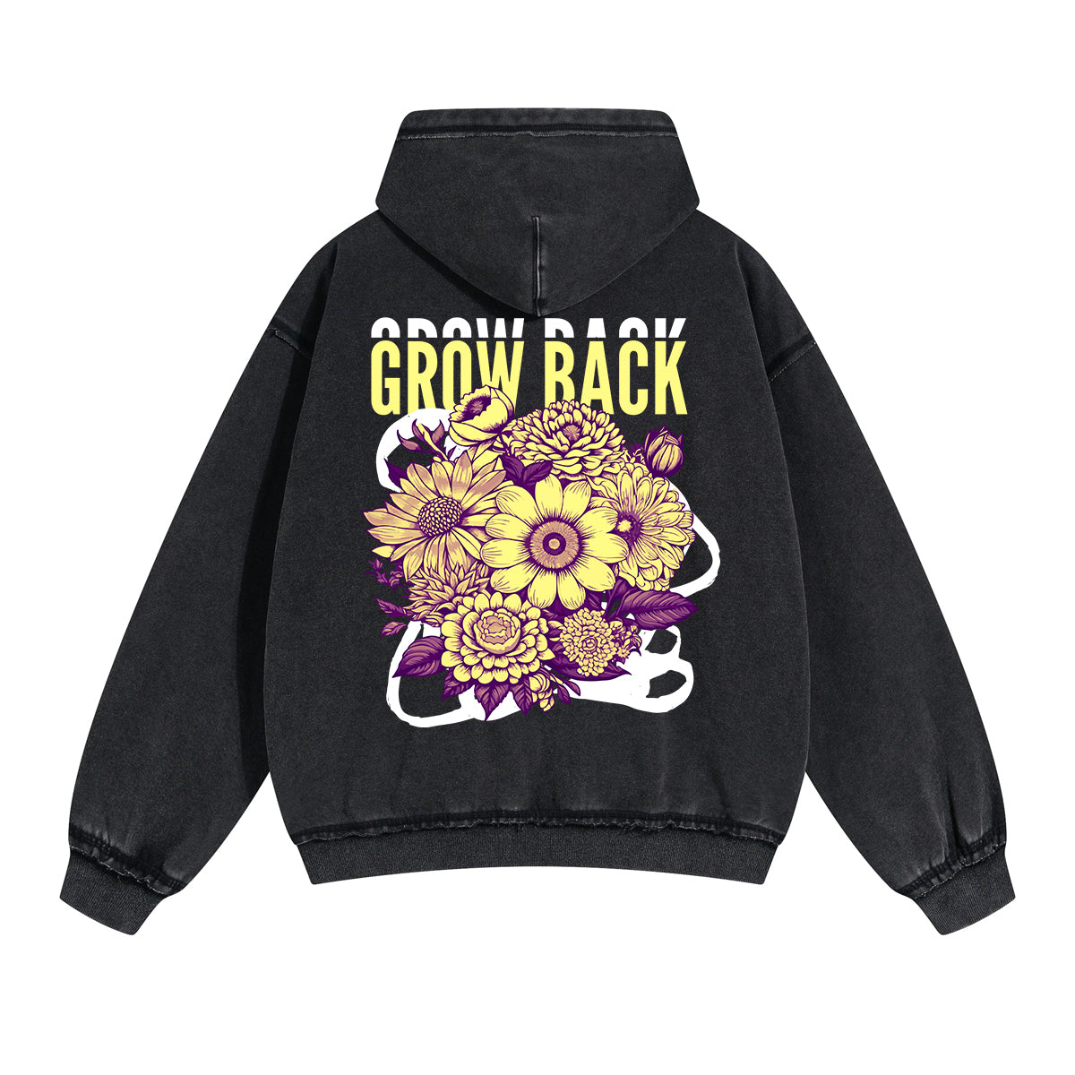 Grow Back Flowers Urban Double Slider Zip Hoodie-INNBLAC Fashion Apparel