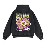 Grow Back Flowers Urban Double Slider Zip Hoodie-INNBLAC Fashion Apparel