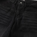 Vintage Washed Black Whiskered Wide Leg Jeans