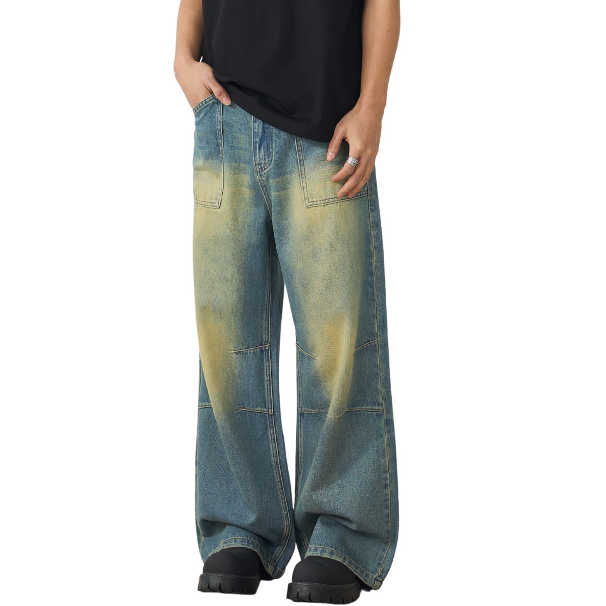 Muddy WashedVintage Washed Pleated Knee Jeans