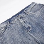 Vintage Washed Textured Denim Bermuda Shorts